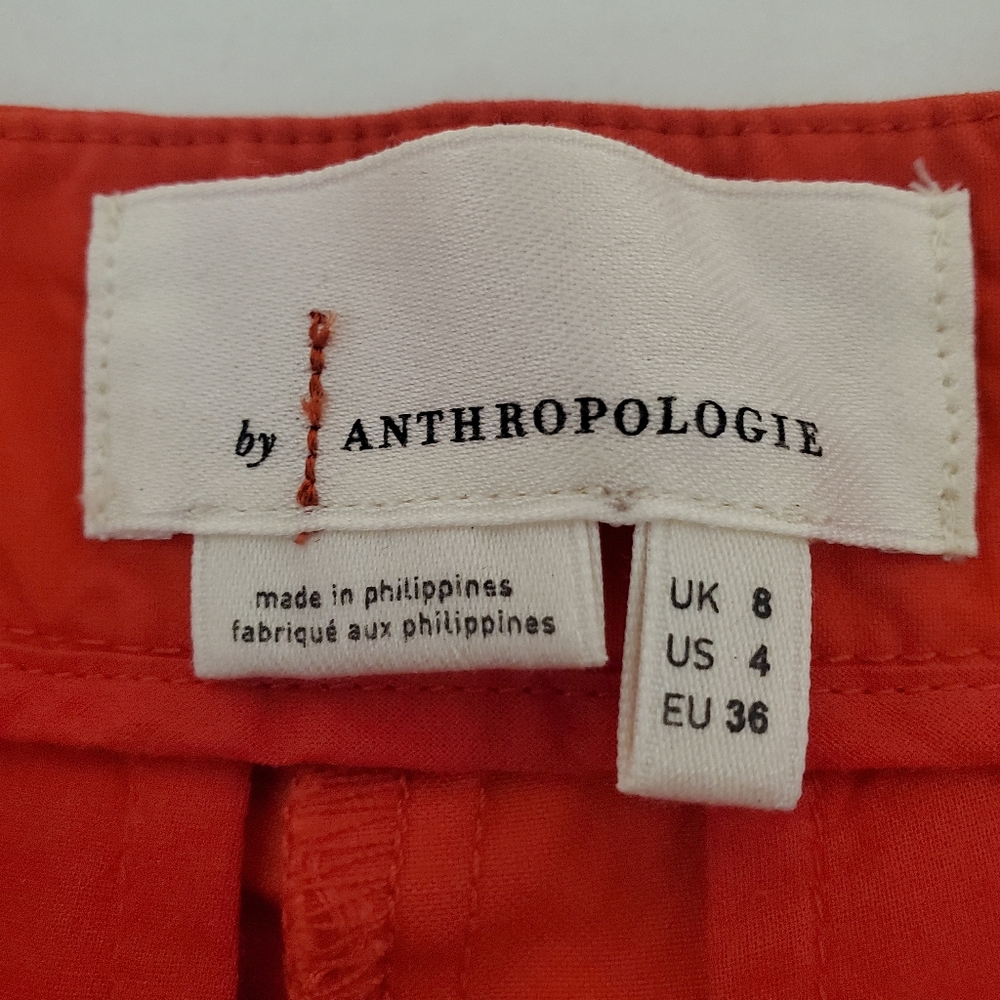Anthropologie Poplin Wide Leg Red Rouge Flare Cotton Casual Pants Women's Sz 4 - Picture 6 of 10